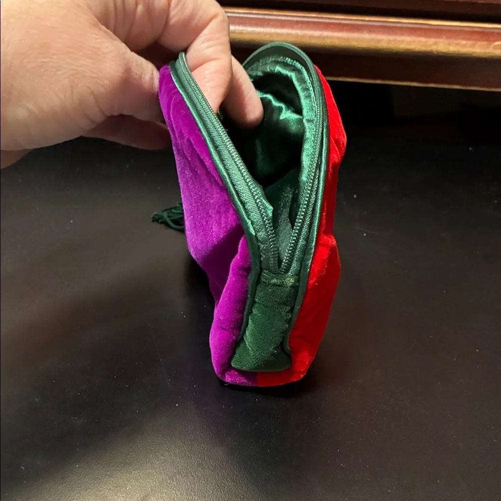 Totes vintage Red Purple and Green Velvet Pouch